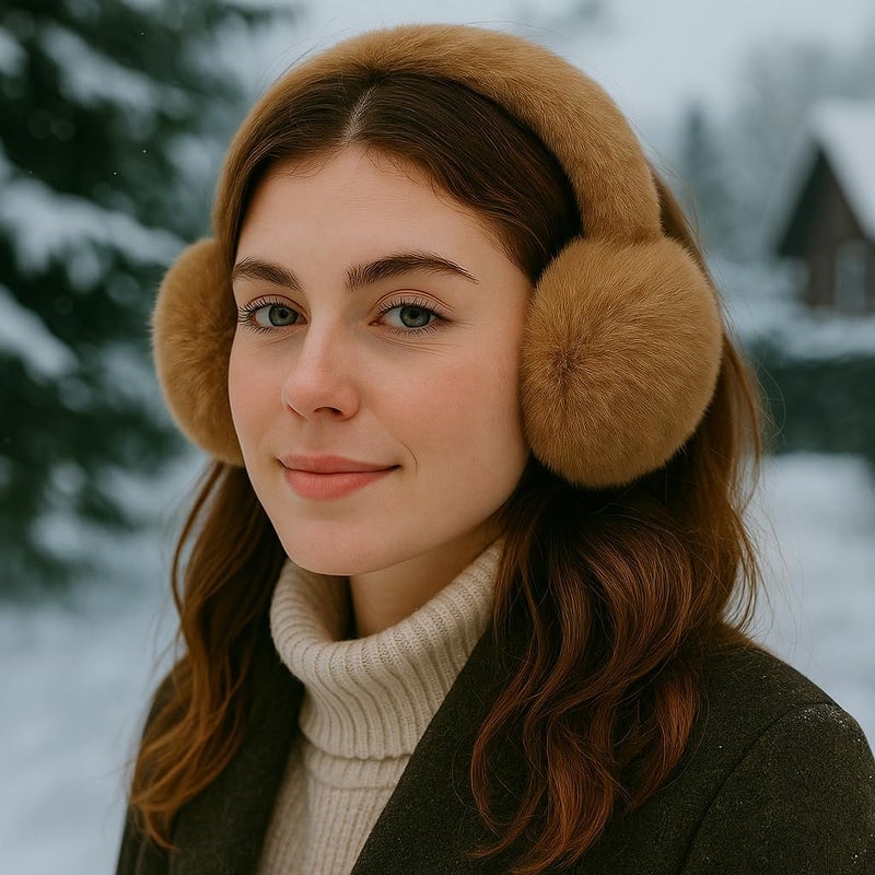 KDVOG Store Women Winter Ear Muffs Gloves Set Girls Fluffy Earmuffs Cold Weather Faux Fur Ear Warmers Touch Screen Gloves - Image 2